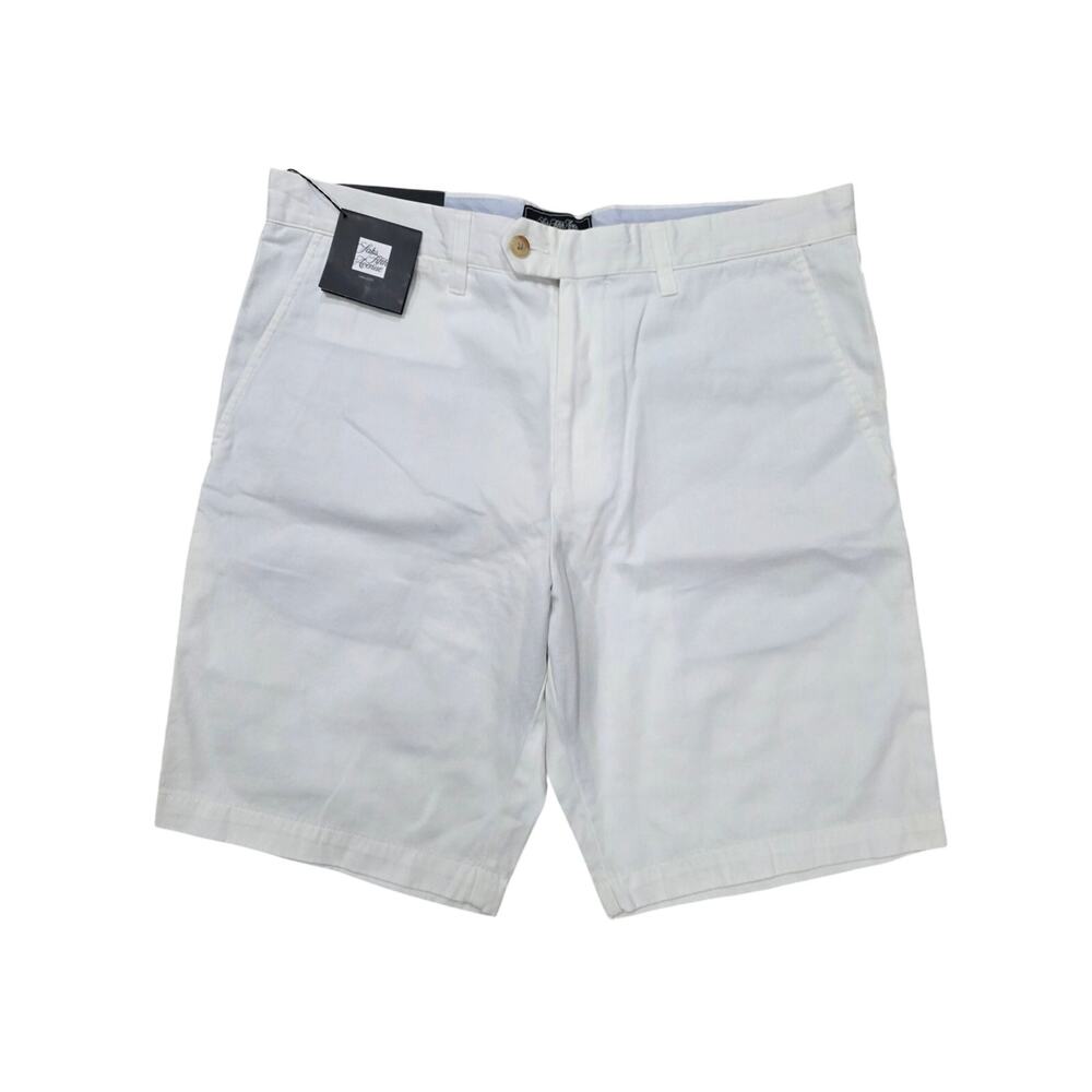 NWT Saks Fifth Avenue Men's Flat-Front Chino Shorts White Size 34